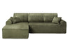 Front view of the WillowCloud green corduroy sectional sofa with chaise