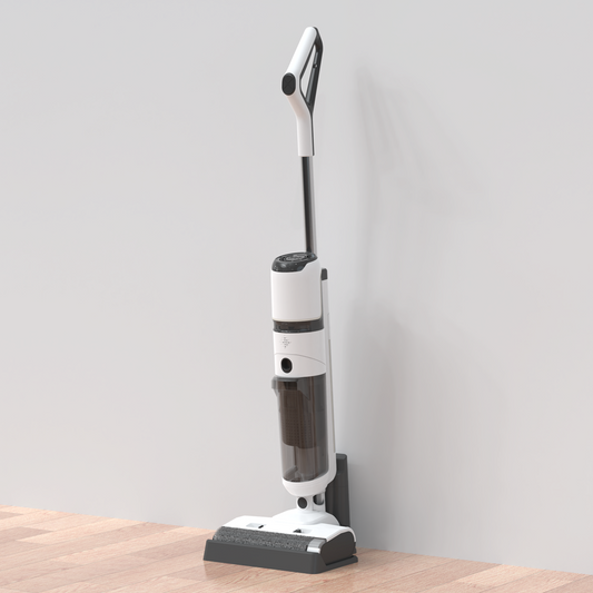 AquaGlide cordless wet dry vacuum mop in white and charcoal