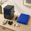 Bed cooling system complete kit with control unit, blue pad, remote, hose, adapter, and fittings