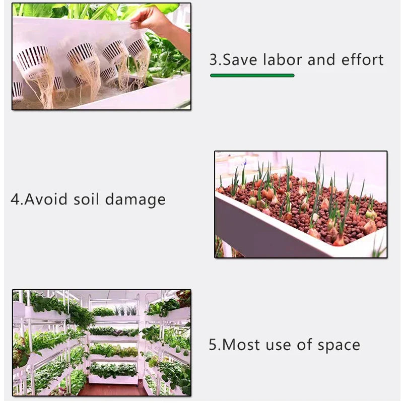 Space-saving features of a vertical indoor hydroponic garden