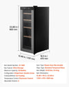 JC-66D 20-bottle wine refrigerator dimensions and specifications