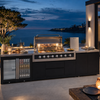 TerracePro modular outdoor kitchen with dual-door cooler prepared for evening entertaining