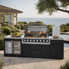 TerracePro modular outdoor kitchen with dual-door cooler, grill, and covered side burner on a coastal patio