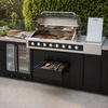 TerracePro outdoor kitchen storage detail with dual-door cooler and centered utensil drawer